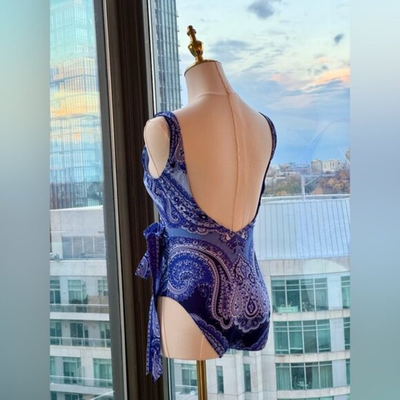 🆕 ZIMMERMANN 🧿 NWOT Wrap-Effect Paisley Print 1PC Swimsuit, Purple, Sz US 2/4 - Picture 8 of 16